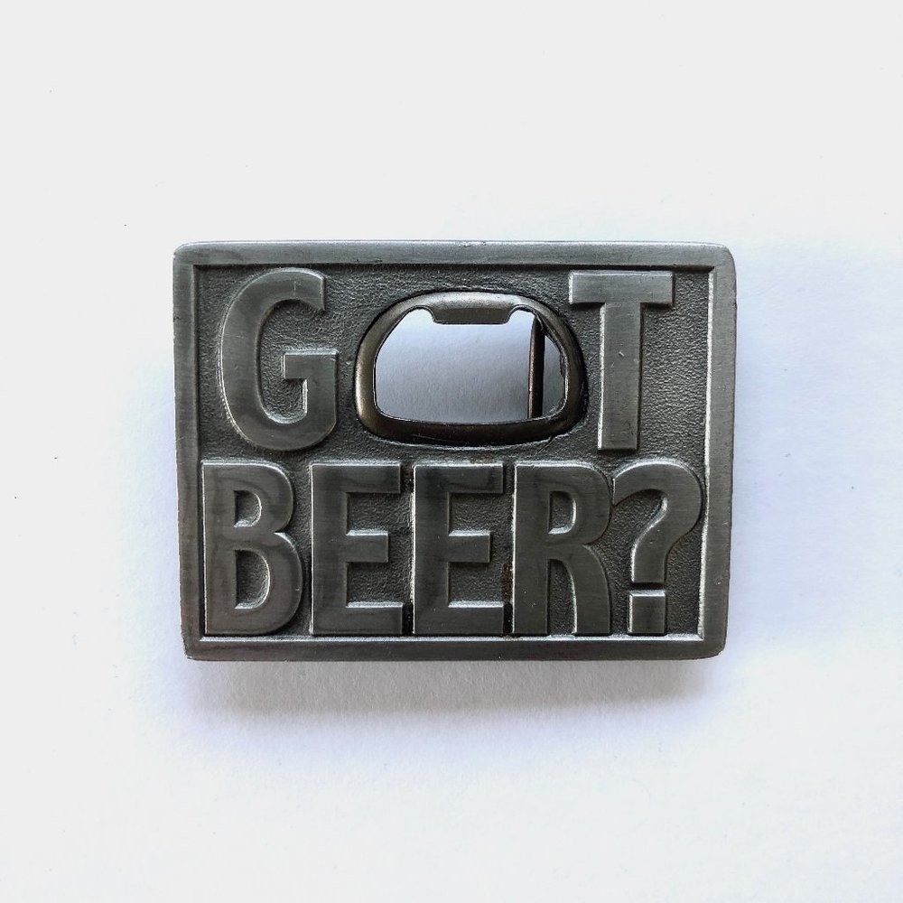 Got Beer? Vintage 1990s Pewter Belt Buckle